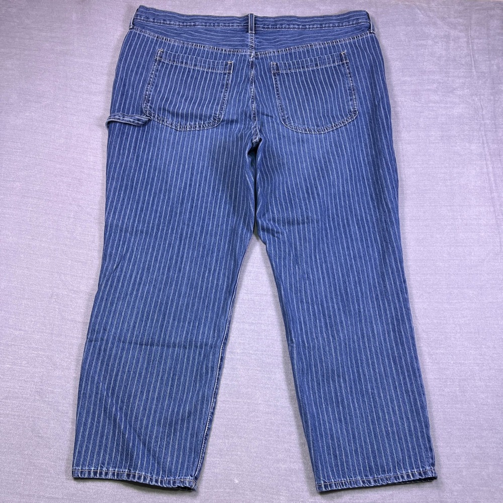 Old Navy Pinstripe Rigid O.G. Loose Denim Jeans Womens Size 22 Blue Cotton - Picture 2 of 12